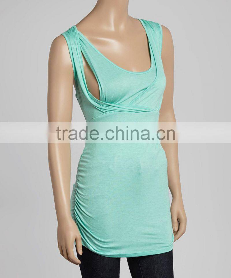 New Summer Mint Maternity Sleeveless Tops Soft Maternity Tees Women Clothing WT80817-23
