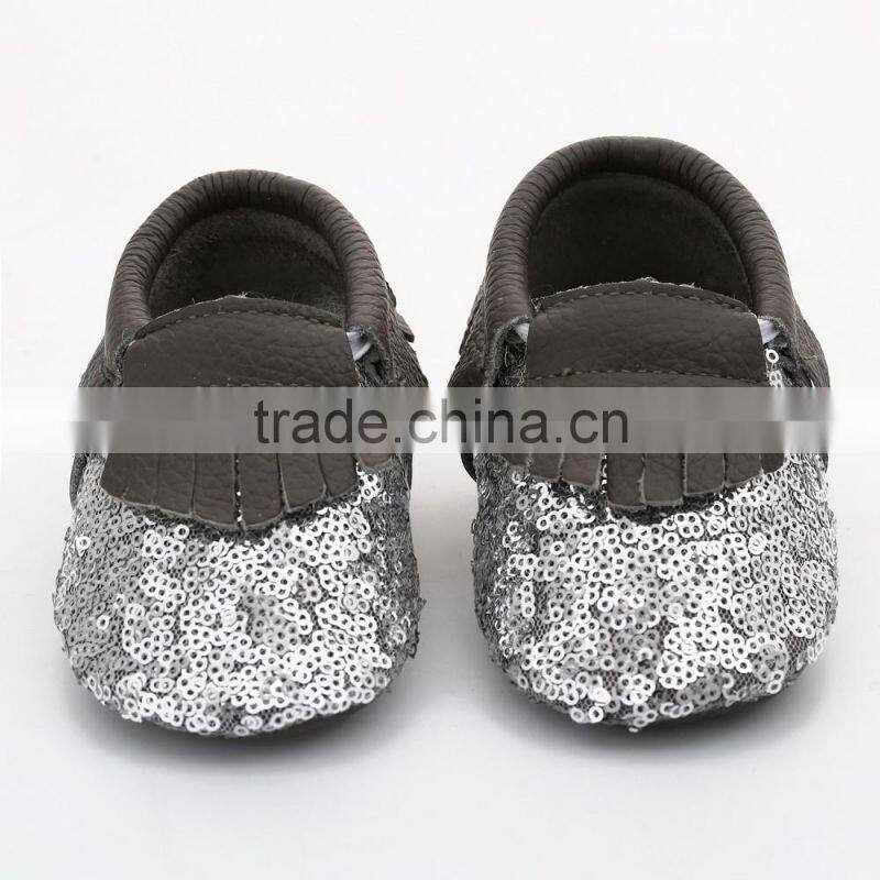 Multicolor sequin fringed leather baby moccasins, sequin baby moccasin