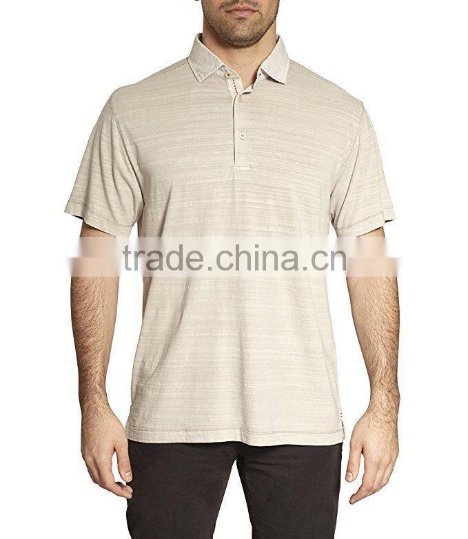 Mens Short Sleeve Slub Cotton Polo T-shirt