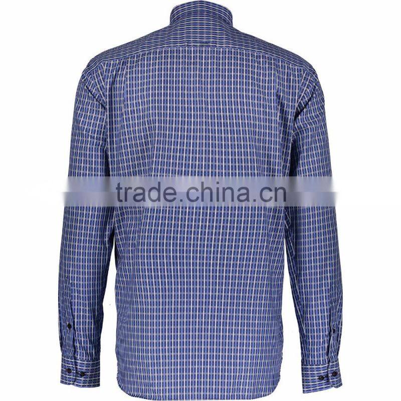 Bulk Wholesale Tailored Blue Checked Slim Fitted Shirts Plus Sizes for Men