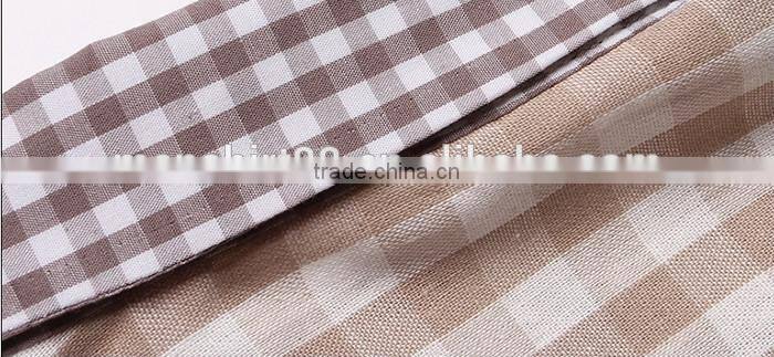2016 khaki color men plaid linen shirt