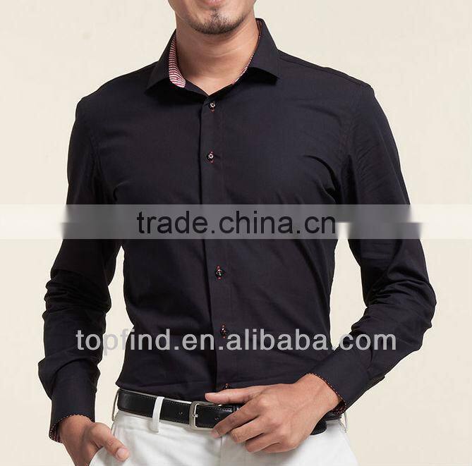 Men cutaway collar solid color long sleeve dress Shirts with cheap price