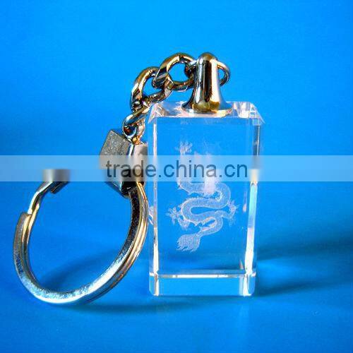 Loves 3d laser Crystal Keychain with dad and mum gift