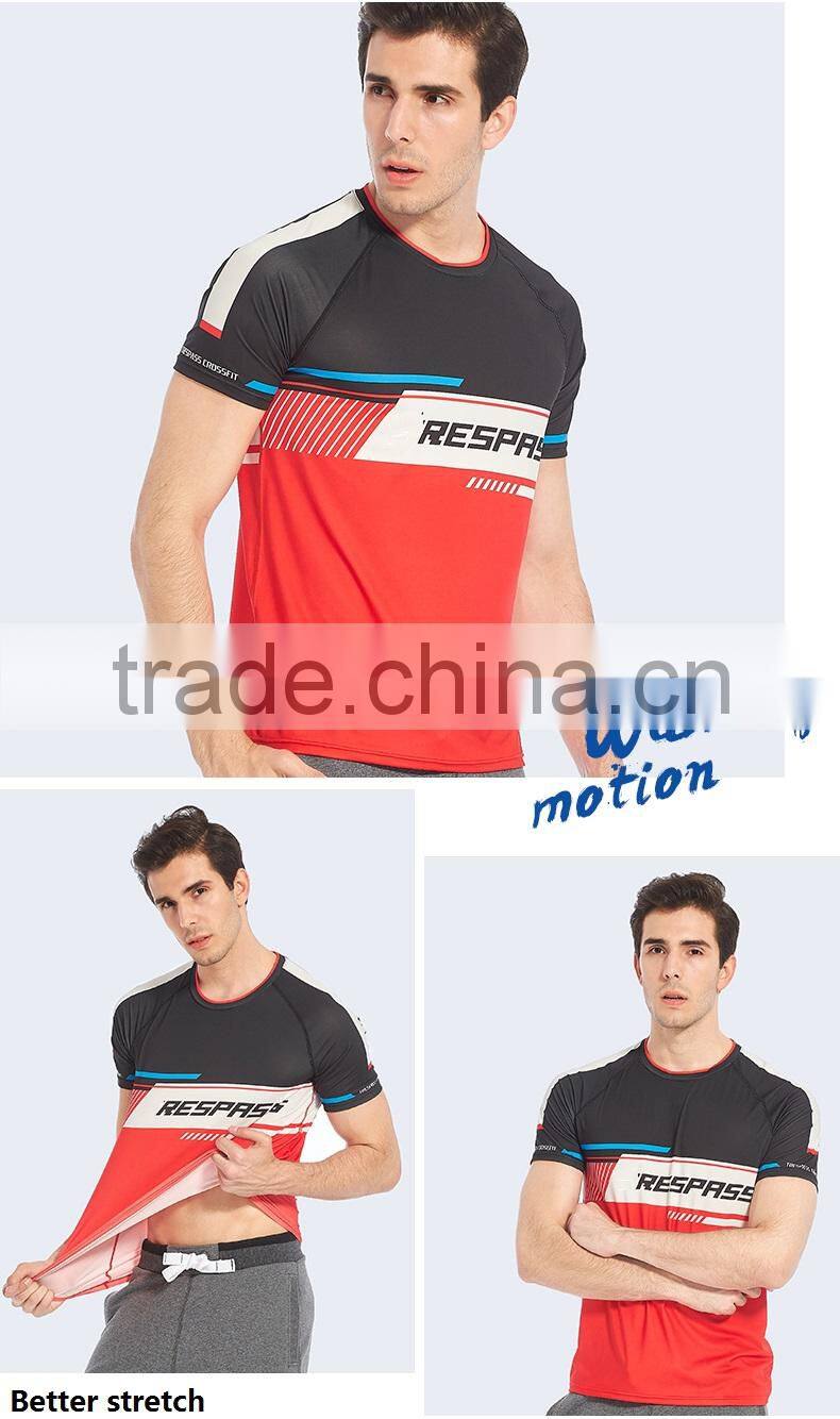 BSCI Men's UPF Sublimation Printing t shirt cooler fabric 88% Polyester 12% Spandex Wholesale t shirts