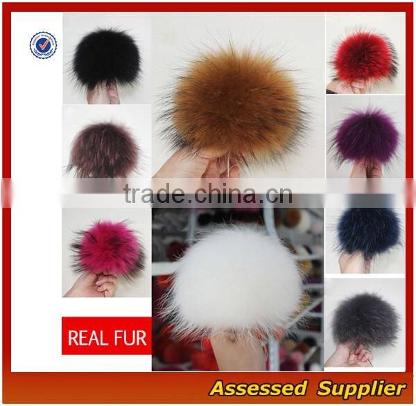 High Quality Custom Women Fashion Real Raccoon Fur Hat With Pom Poms Winter Knitted Hat Beanie Cap--ZP002