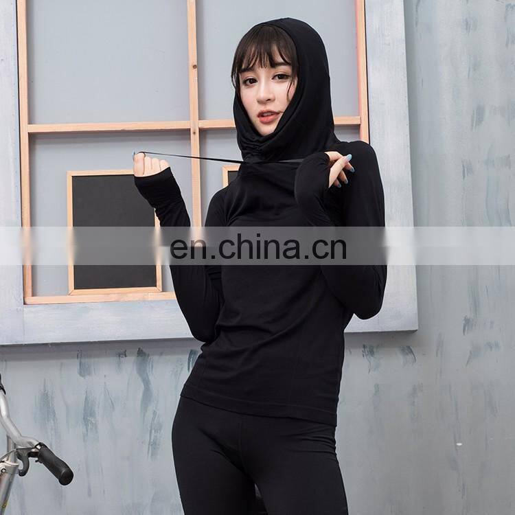Breathable Dry Quick Hooded Yoga Shirts For Women Long Sleeve Professional Sports Running Tess Gym Fitness Workout Training Tops
