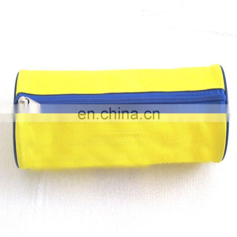 Yellow Round 600D Polyester Students Wholesale Pencil Case