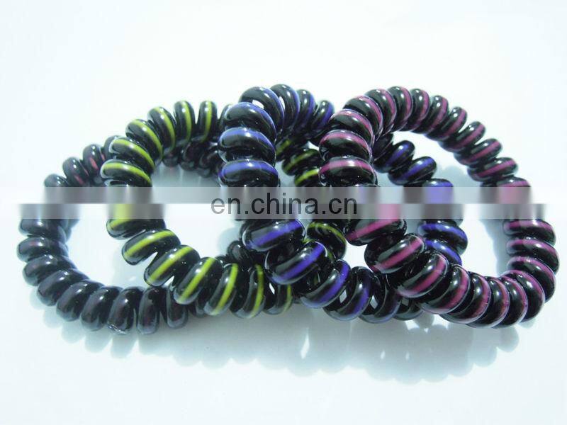 Wholesale Stripe Telephone Wire Hair Tie for Women