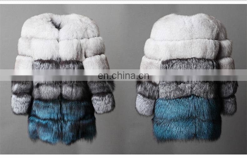 2016 Top Grade Elegant Luxury Winter Warm Real Fox Fur Coat Jacket