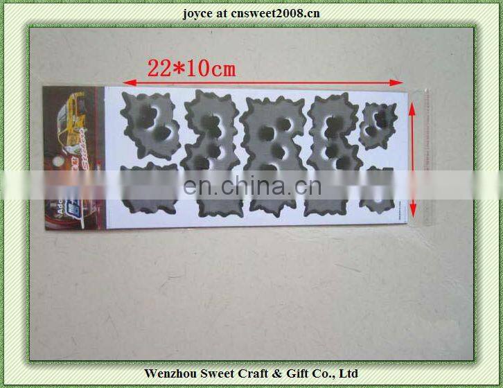 Cheap Vinyl Funny Car Stickers Decals For Fake Bullet Holes Custom Car Stickers