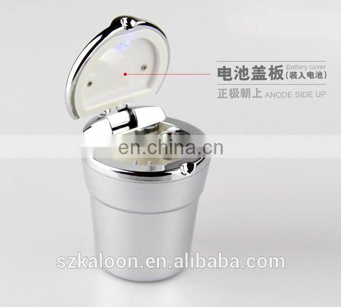portable universal black/ white auto led lighted car ashtray