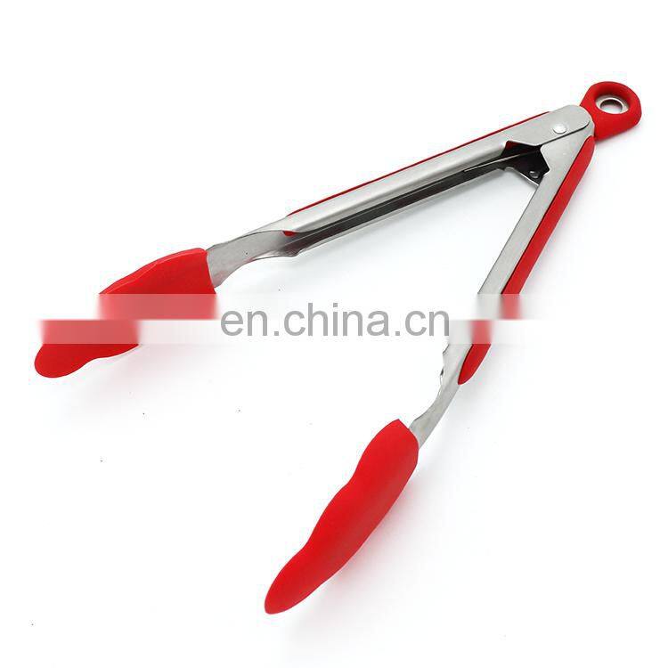 Hot Sell stainless steel handles silicone tongs with Lock