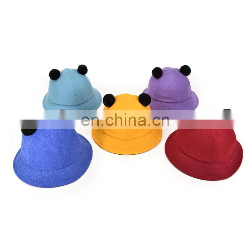 Keep Warm Custom Melton Wool Bucket Hats For Kids