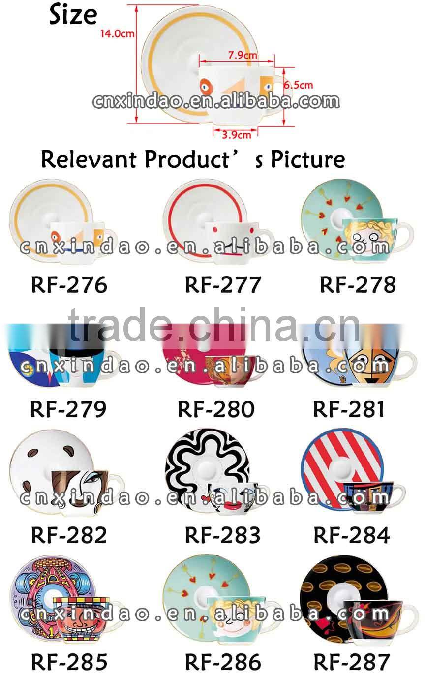 Hot Sale Nice Custe Designed Oversized Ceramic Disposable Milk Cup Saucer for Kids