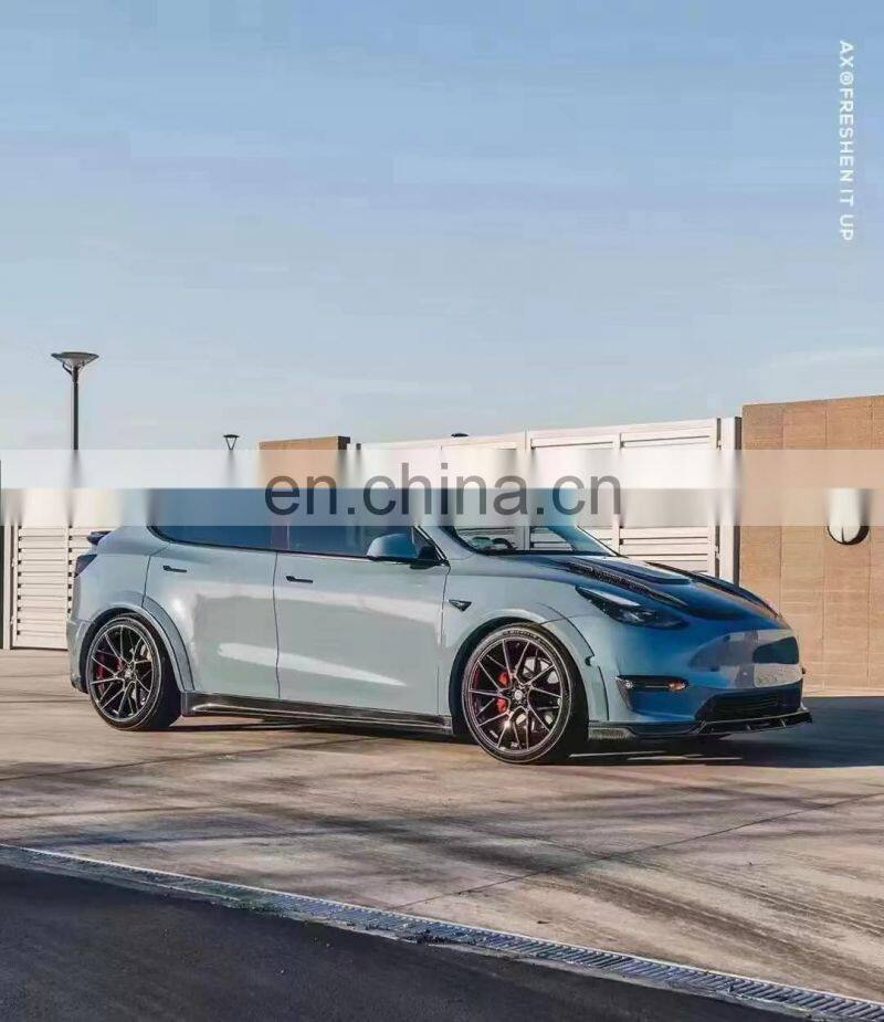 Runde Carbon Fiber Material For Tesla Model Y CMST Style Body Kit Hood Front Lip Side Skirts Rear Lip Spoiler