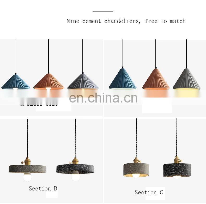 Terrazzo Colorful cement Chandelier Hotel Headboard Acrylic Led Ceiling Pendant Light Kitchen Lamps