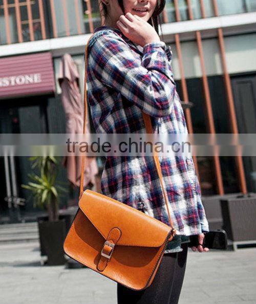 Retro Women Clutch Handbag Shoulder bag cross body bag postman style Satchel brown