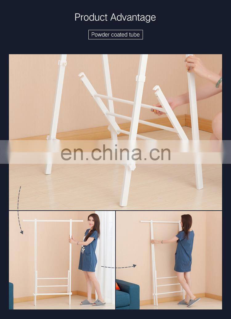 Heavy duty folding cloth drying standing metal coat rack
