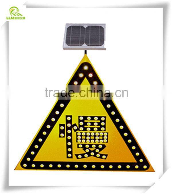 Hot sale aluminum LED solar triangle traffic warning sign board