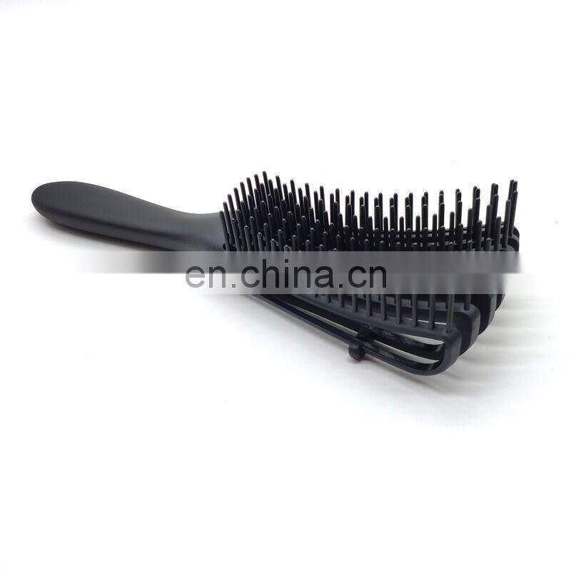 Customized Women Colorful Detangling Plastic Soft Bristle Salon Hair Detangler Brush Comb for Curly Hair