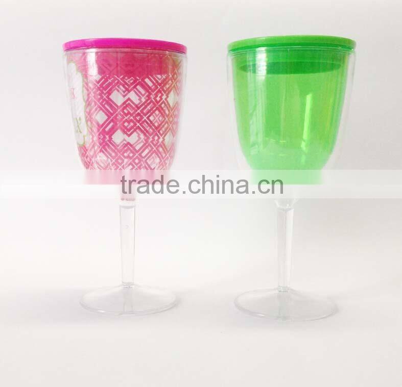 wholesale goblets double wall plastic halloween beakers with pvc insert