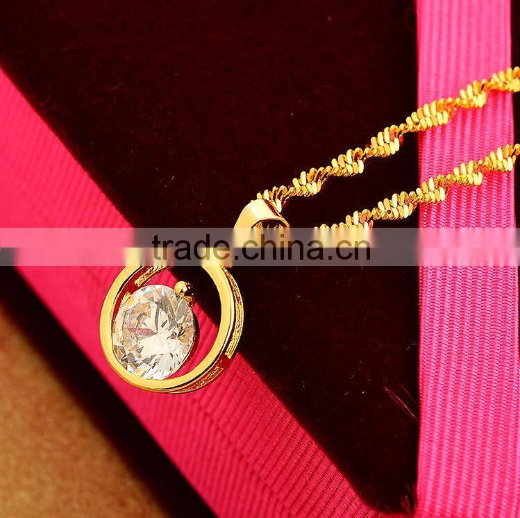 Wholesale charm necklace circle gold necklace popular pendant necklace