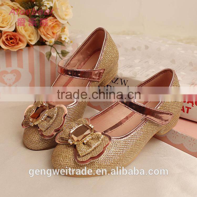 2015 Baby girl princess shoes girl diamond high heel shoes