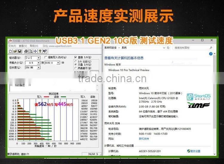 USB3.1 Gen 2 10 Gbps to 2280 M.2 NGFF B Key SATA based type SSD case M.2 SSD Enclosure