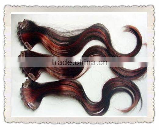 100% virgin remy black color clip in hair extension