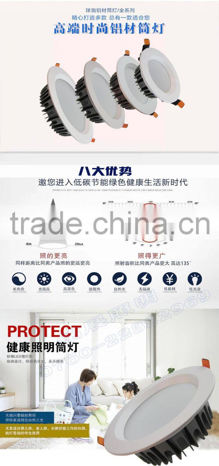 High quality Die Casting LED Downlight 7w 9w 12w 15w 18w 24w 36W SMD5730 LED Ceiling Lamp Porsche Tires