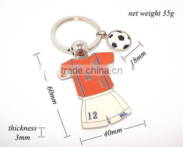 Holland Souvenir Soccer Ball Custom Metal Soccer Jersey Keychain