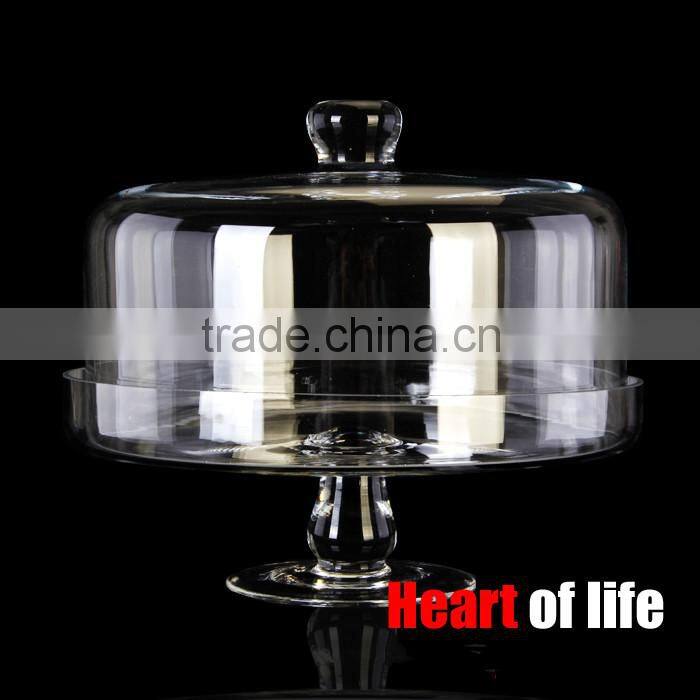 hand blown glass dome cake stand