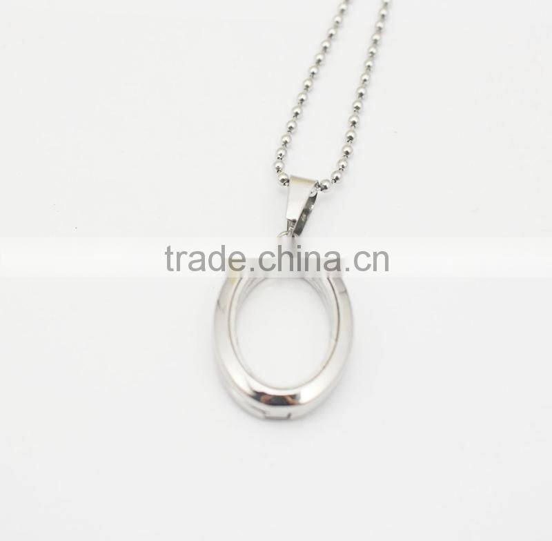Top quality steel photo frame locket pendant oval photo frame pendant for women