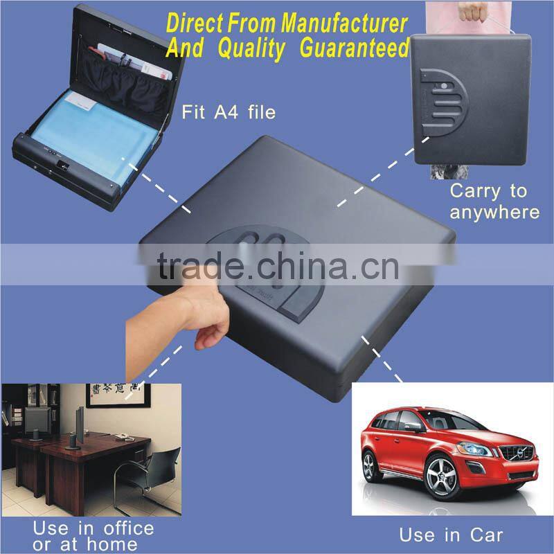 Wholesale- MS550 Micro Vault biometric fingerprint Car gun pistol mini A4 Document File storage steel safe box / Gun Vault