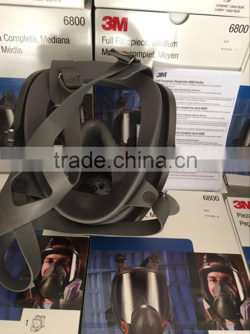 3M 6800 reusable full face mask, black color, silicone material, use with 2091, 2096, 2097 filters