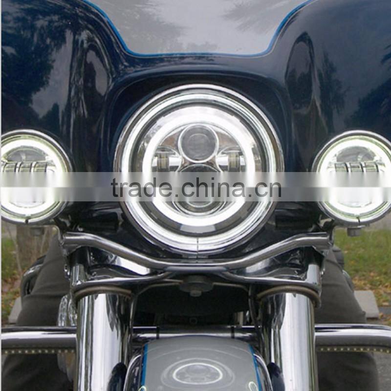 Harley Round 4.5inch Motorcycle LED Fog Lights LED Angel Eyes Fog Lights with DRL Turn Signal Lights RED Demon LED Fog Light