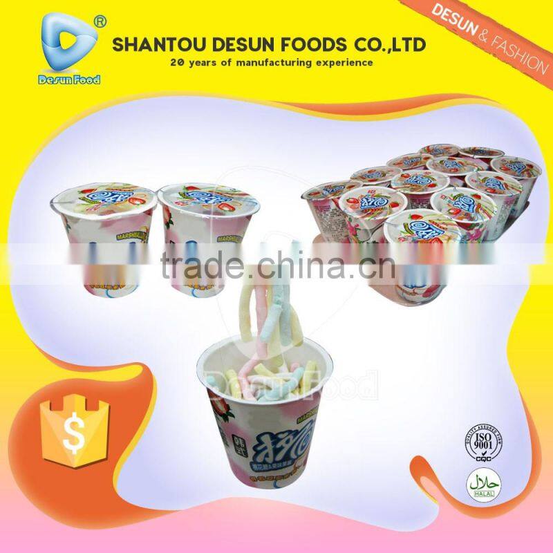 Good taste new item noodle shape marshmallow with fruit jam