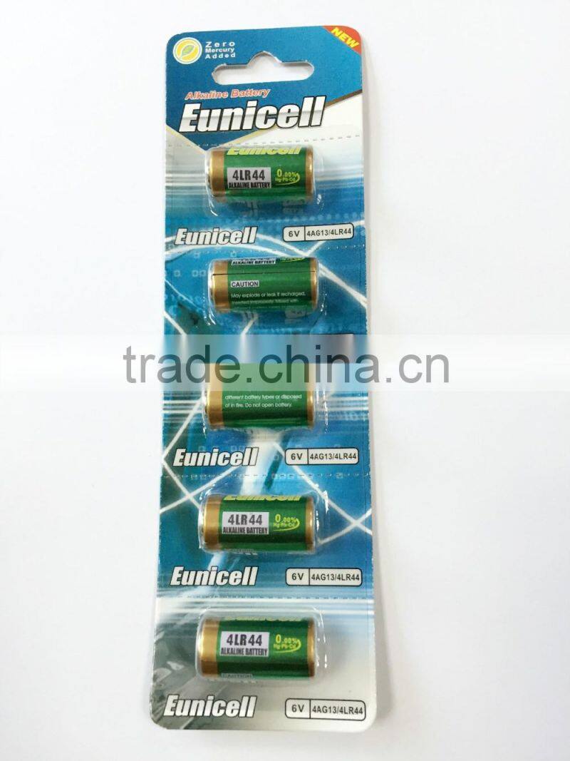Mercury Free 0% Hg & Pb Eunicell brand 6v Alkaline batteries 4LR44 4AG13 4A76 L1325 A544 476A