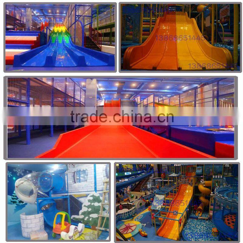 Big slide indoor playground type giant wave tube slide double 3 lane wave slides with long rainbow climbing lad