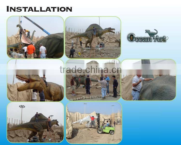 Theme park coin operated animatronic walking dinosaur rides