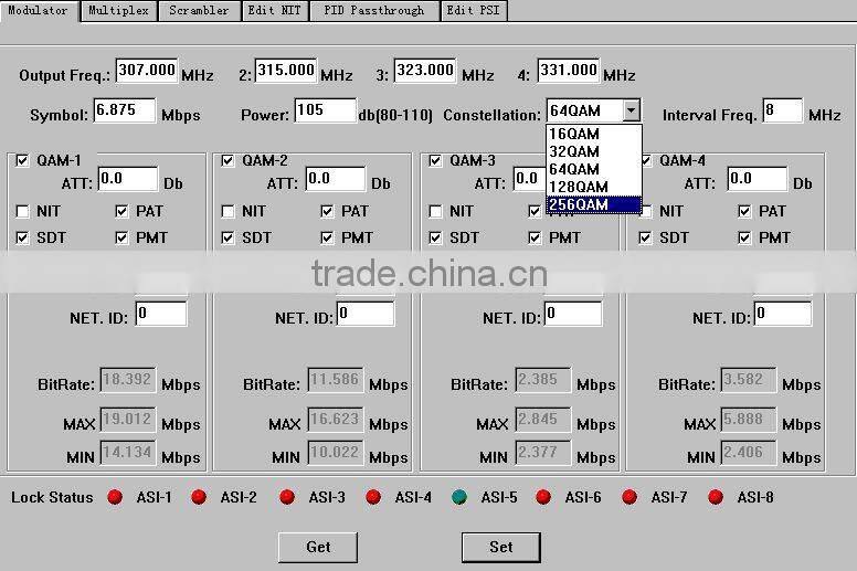 SC4174 SC-4174 4in1 mux scrambler qam modulator(8 ASI IN,4 QAM RF out)