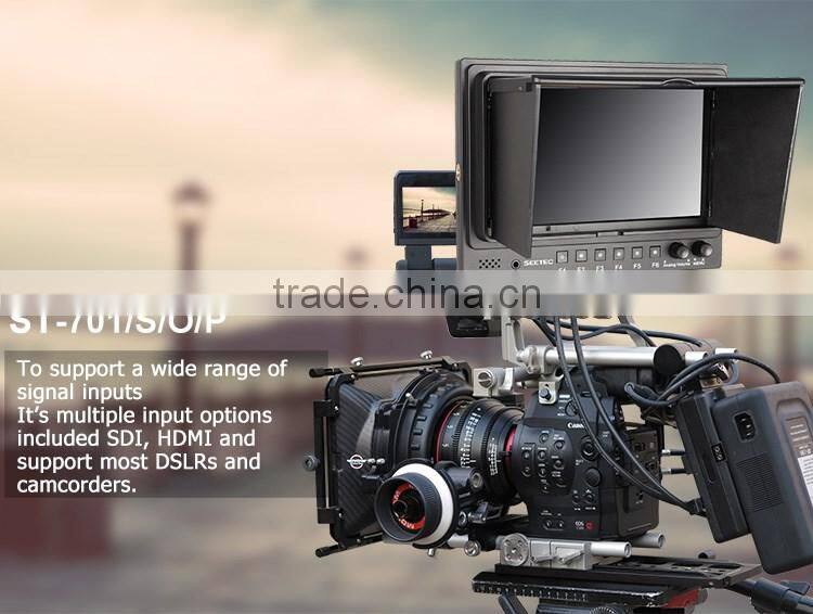 7"broadcast video display HDMI input and output resolution 1024X600 1080p sdi monitor
