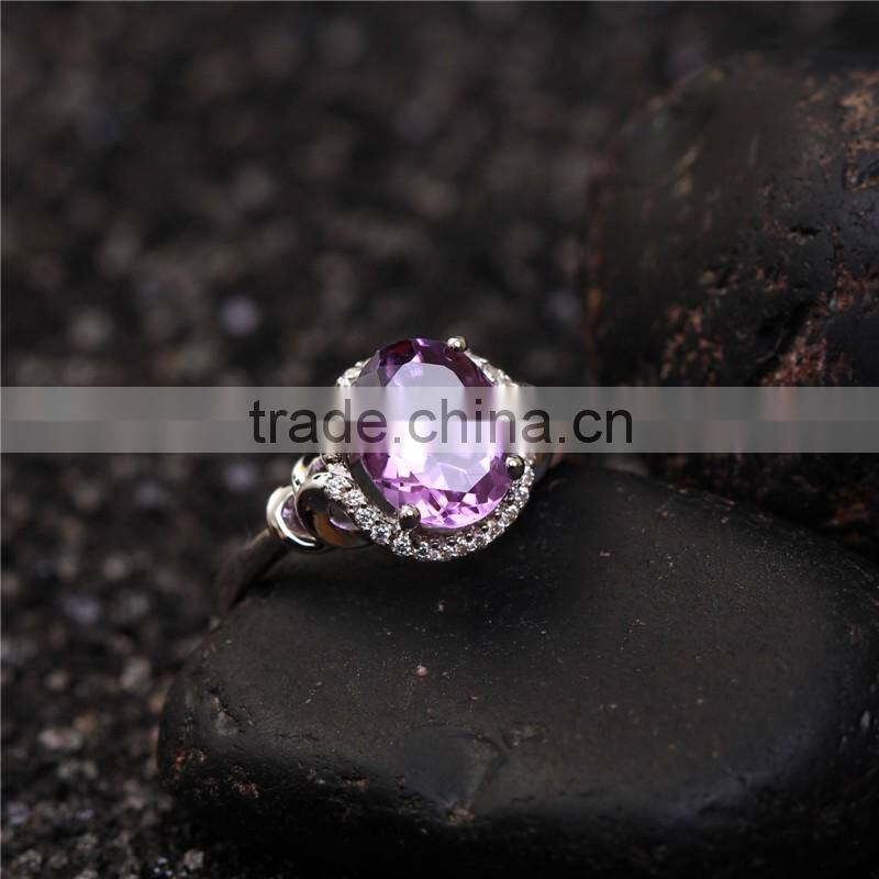 hot sale jewellery set 18K gold plated 925 sterling silver precious natural amethyst gemstone pendant ring jewelry set