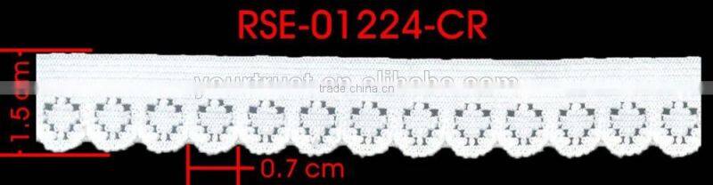 Width 1.5 Centimeter Plain White Stretch Trim Spandex Elastic Lace