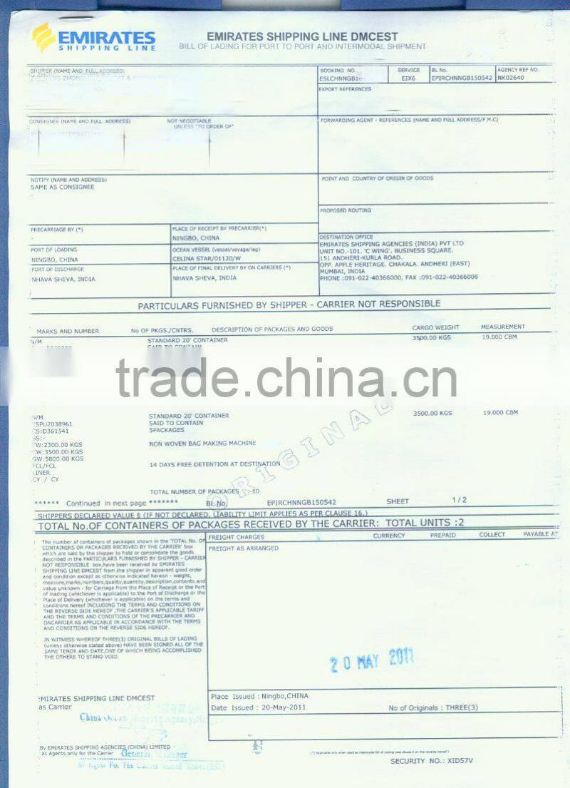 High Quality PE Loop Handle Bag Machine (Ruian Kings Machine)