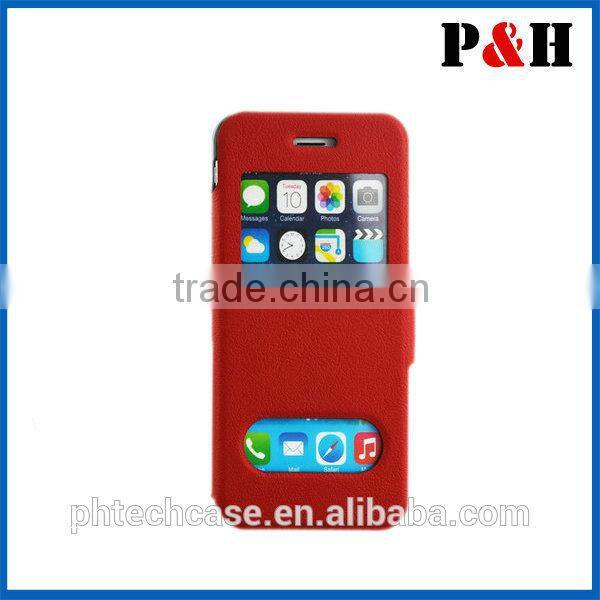 Best selling heat setting litchi skin flip leather case for iphone6 phone accessory