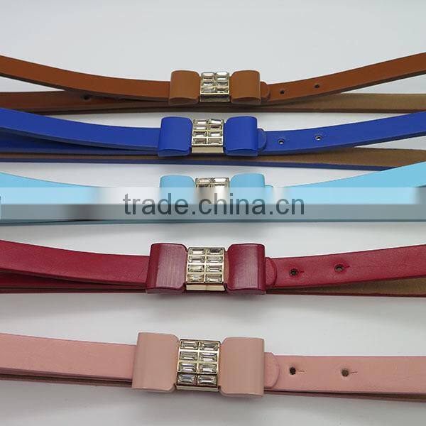 Candy color fashion skinny belt with glass for dress