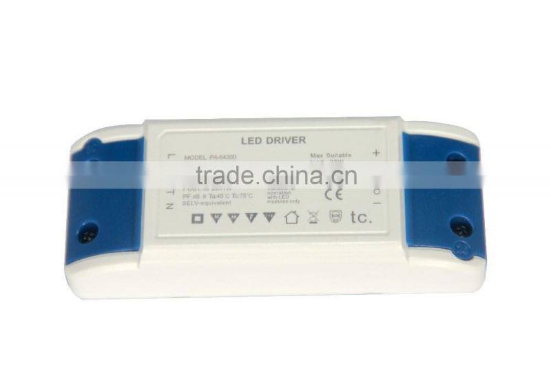 PA-64300 20W 100-240VAC 300mA Constant Current LED Driver Plastic Covers with CE Certification 3 Years Warranty
