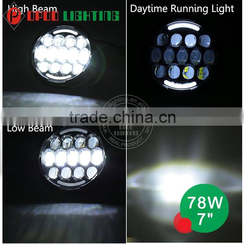 High end quality DOT 7 inch round led headlight 12v 24v