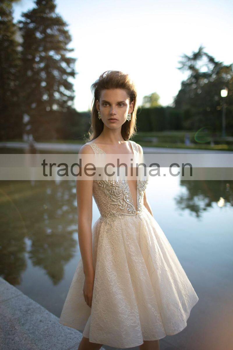 (MY16061) MARRY YOU Sexy Short Wedding Dresses Open Front Lace Dresses To Wear To a Wedding